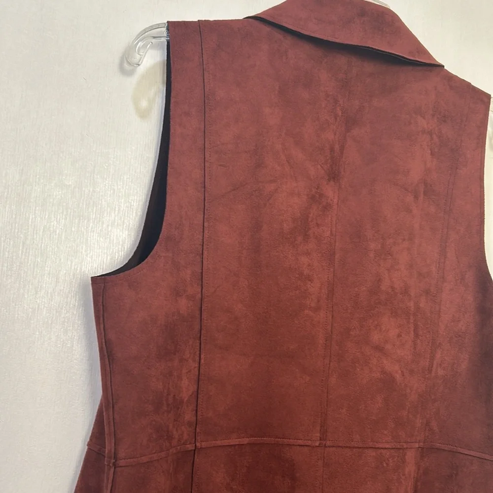 CHICO ELONGATED VEST WOMEN SIZE  8/10 BROWN FAUX SUEDE - Picture 7 of 14